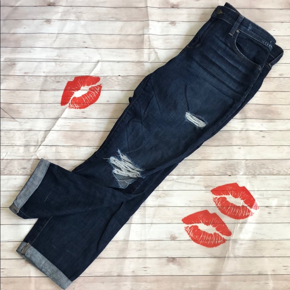 Joe’s Straight Leg Dark Wash Ripped Jeans
